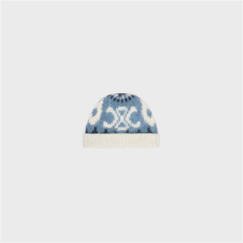 blue celine beanie|Celine triomphe hat.